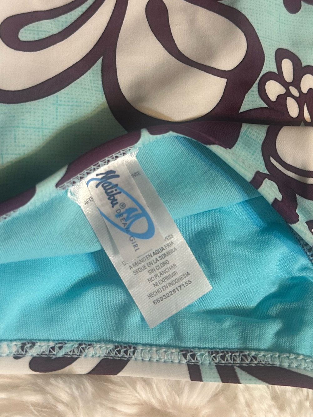 Malibu Dream Girl Tropical Bikini Set M Top L Bottom Aqua Blue Purple Boho - Picture 11 of 13